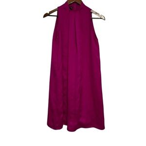Women's Mango Magenta Sleeveless High Mock Neck Cocktail Dress